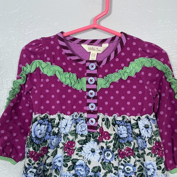 Matilda Jane Girls 18-24M Purple Blue Polka Dot Floral New Trails Tunic Shirt - Picture 4 of 8